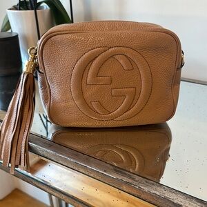 Gucci Tan Crossbody Bag with Iconic GG Logo